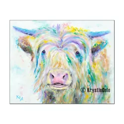 Buy Highland Cow Art Print On PAPER Or CANVAS. Scottish Cow Painting By Krystle Cole • 135.12£