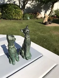 Buy Two Heavy Metal Cats. Greenish Finish. Probably Vintage Or Maybe Antique. • 29.95£