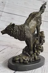 Buy Hot Cast Wildlife Bronze Sculpture Howling Wolf To The Moon Bronze Sculpture Art • 340.06£