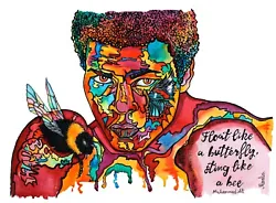 Buy Muhammad Ali Boxer Butterfly Bee A4 Art Print From An Original Signed Painting • 25£