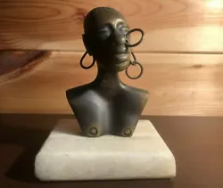 Buy Mid Century Art Deco Hagenauer Styled Nubian Bronze Female On Marble Base • 85£