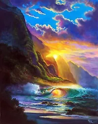 Buy Fine Art Print.Sunset In The Mountains. Big Wave Seascape. Wall Art Decor OBKART • 28£