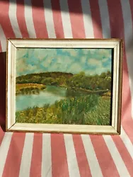 Buy Original Oil Painting Landscape River Vintage Mid Century Fields • 55£