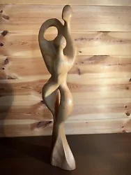 Buy 54cm Tall Organic Hand Carved Sinuous Faceless Dancers Wooden Sculpture • 85£