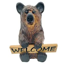 Buy Chainsaw Carved Wooden Bear With Welcome & Wipe Yer Paws Sign Reversible • 154.03£