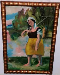 Buy Original Sign. Oil Painting: KARL HOFER: Maid With Rake From 1937 • 0.86£