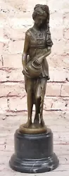 Buy Signed French MILO Fair Maiden Bronze Sculpture Art Deco Marble Base Figurine • 104.37£