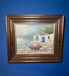 Buy Vintage Signed Boat And Lake Landscape Oil Painting • 35£