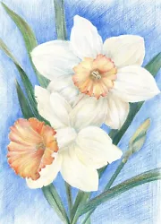 Buy Daffodils Original Artwork• Floral Painting • Wall Art • 42x29.5 Cm • 37.21£