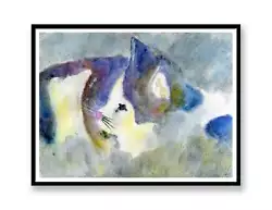Buy Black And White Cat - Watercolour Painting Unique Gift (Print) ID : 285 • 4.99£