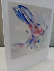 Buy HARE, Art Birthday/Greeting Card Printed From An Original Watercolour Painting • 2.70£