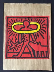 Buy Keith Haring (Handmade) Drawing - Painting On Old Paper Signed & Stamped • 103.36£
