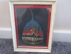 Buy Vintage Hand Painted Oil Painting On Real Skeleton Pipal Tree Leaf - Framed • 20£
