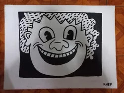 Buy Keith Haring Painting Signed And Stamped Hand Carved  • 631.49£