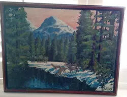 Buy Original Painting Deer By Mountain Stream, Polish Artist W Szymanski 1970s • 100£