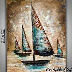 Buy Nautical Sail Boat Oil Painting Original Artist Direct Contemporary 24 By 30 AMA • 212.58£