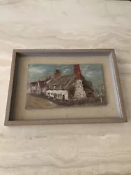 Buy Vintage Oil On Board Framed Painting Cottages Of Ashdon Signed Landscape • 50£