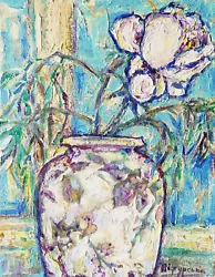 Buy Flower Tree Peony Vase Still Life Expressionism Oil Painting Canvas On Board • 99.22£