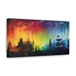 Buy Banksy Inspired Rainbow Rain Canvas Colourful Paint Running Print Wall Art Decor • 22.99£