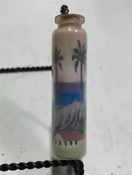 Buy Vintage Sand Art In A Bottle Beach Palm Trees Houses Pastel Sand Sculpture • 23.62£