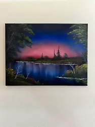 Buy Bob Ross Style Wet On Wet Landscape Painting “Blue River” 18x24 • 236.25£