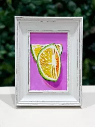 Buy Lemon Slices Oil Painting-FRAMED Original Citrus Fruity Still Life Decor Sale • 90£