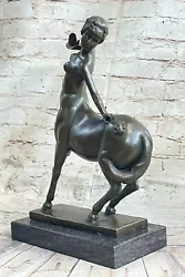 Buy Art Deco Handcrafted Detailed Centaur Nude Real Bronze Sculpture Marble Statue • 139.32£