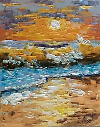 Buy Sunset Sea Landscape Impressionism Original Oil Painting Dorothy Laz Fm21 • 45.48£