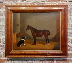 Buy Edwin Loder -Bay Hunter Horse & English Shepherd Dog In Stable-1885 Oil Painting • 7,980.48£