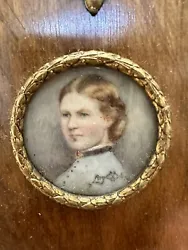 Buy Antique Miniature Portrait Of An Edwardian Lady, No Reserve • 20£