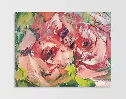 Buy Abstract Red Roses Oil Painting Bouquet Original Impasto Textured Flower 8x10 In • 49.61£