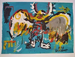 Buy Jean-Michel Basquiat Painting Drawing On Old Paper Signed Stamped 2 • 84.03£
