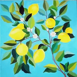 Buy Original Oil Painting  Lemon   Citrus Fruits . Lemon Branches. Art Is Handmade • 108.42£