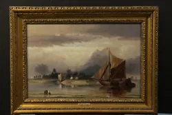 Buy Antique Painting 19 Century Seascape Ships In Bay Harbor With Distant Rainbow  • 2,368.08£