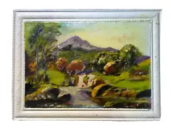 Buy Vintage Landscape Oil Painting River Mountain Fisherman Scottish Highlands • 47.45£