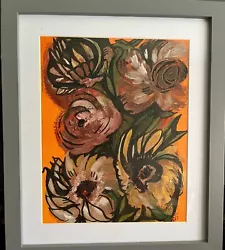 Buy Florals Of The Sunset ORIGINAL Mixed Medium Painting Mount And Frame • 47£