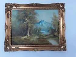 Buy Framed Oil Painting Of Mountain Lake Scenery Unknown Artist Original Well Kept • 9.99£