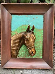 Buy Vintage Bronze/Brass HORSE HEAD BUST Statue Sculpture In Frame 16” Tall X 13” W • 236.25£
