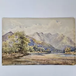 Buy Antique Watercolour Mountainous Landscape With River Canada  • 49£