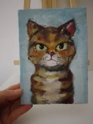 Buy Cat Painting Vintage Style Small Painting Cardboard 12.5x17.5cm Impasto Original • 20£