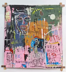 Buy Jean-michel Basquiat Acrylic On Canvas 1982 With Tied Wood Supports 39 X 37 In. • 375.40£