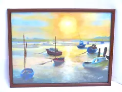 Buy Sailboats Seascape Pastel Painting Signed - Framed 42,5 X 32,3 CM - I11 P896 • 5.95£