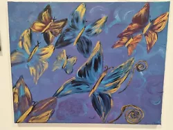 Buy Handmade Original Acrylic Blue Butterfly  Painting • 25£