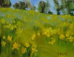 Buy ACEO, Daffodil Hill, Original Landscape Oil Painting, 3.5 X 2.5 In • 8.27£