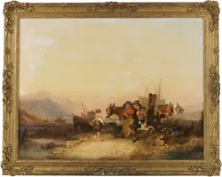 Buy Fisherfolk On The Coast Antique Oil Painting William Shayer (British, 1787–1879) • 510£