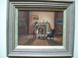 Buy Deborah Jones - Fine Oil On Board - Family, Dolls & Cat By Fireside - Signed • 150£