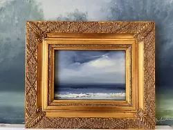 Buy Original Paintings Sky Vintage Old Picture Frame Antique Wood Sea Landscape • 60.06£
