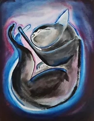 Buy Original Black Cat Painting Outer Space Contemporary Signed Art Samantha McLean • 238.70£