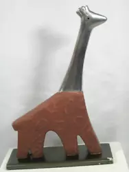 Buy Vintage Giraffe Sculpture Mix Media Metal & Enamel 14.5  X 11  Mid Century Retro • 56.52£