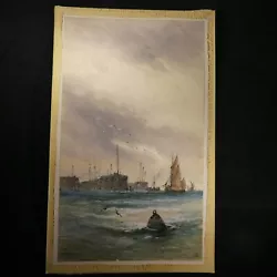Buy Harwich Essex 1901 Seascape Watercolour  Painting Robert Thornton Wilding • 55£